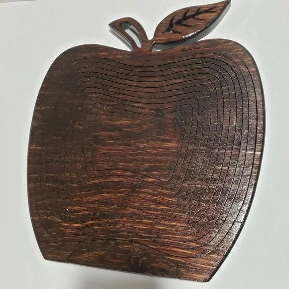 Apple  Shaped Handmade Collapsible layer Wooden Trivet Fruit Bowl - Picture 3 of 9